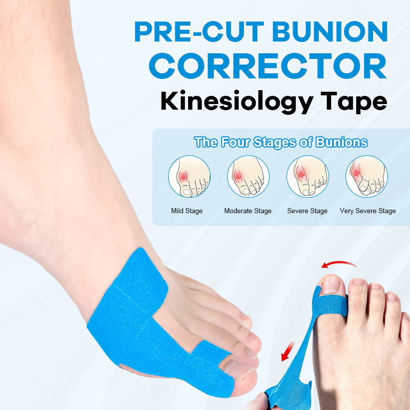 Pre-cut kinesiology tape for bunion correction