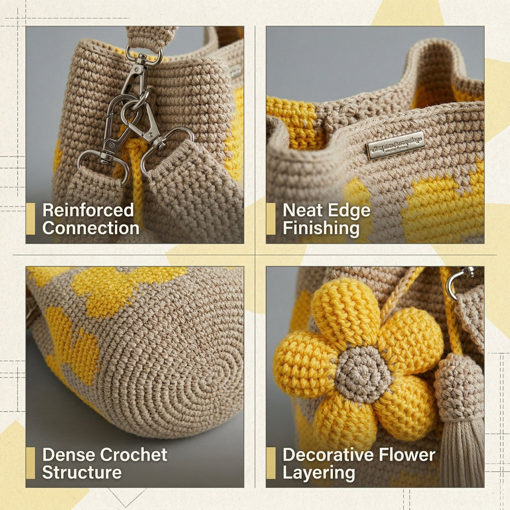 Bolsa de crochê artesanal com estampa de flores 🌼✨