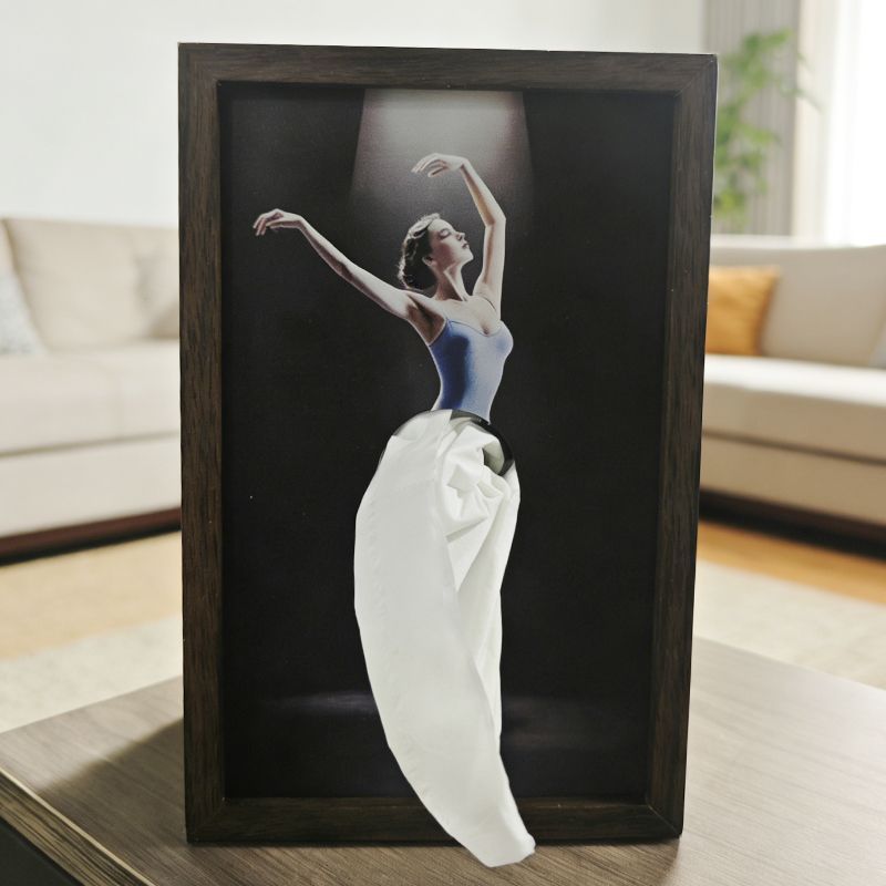 50% de desconto – Tigela de papel em madeira maciça de nogueira com motivo de bailarina / Porta-guardanapos em madeira natural
