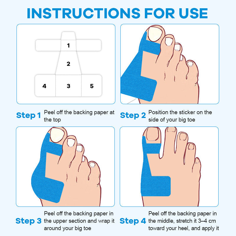 Pre-cut kinesiology tape for bunion correction