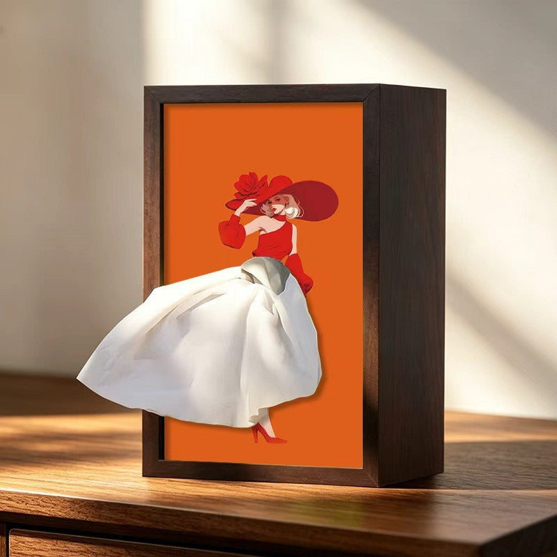 50% de desconto – Tigela de papel em madeira maciça de nogueira com motivo de bailarina / Porta-guardanapos em madeira natural